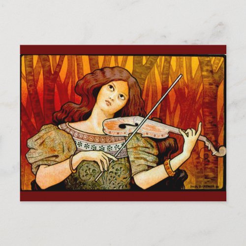 Lecons Music Violin Vintage Poster Postcard