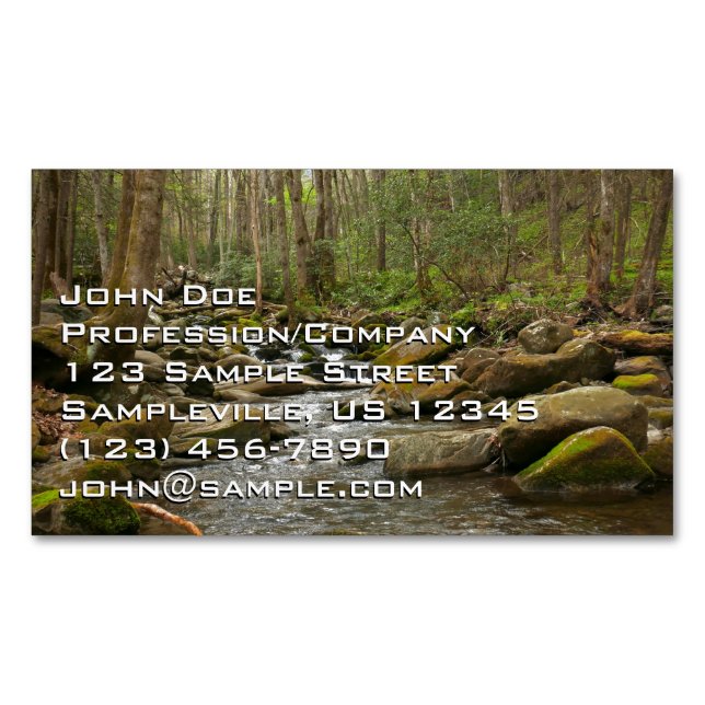 LeConte Creek at Great Smoky Mountains Business Card Magnet (Front)