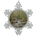 LeConte Creek at Great Smoky Mountains Snowflake Pewter Christmas Ornament