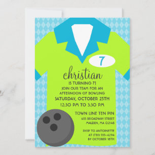 'Lectric Lime Join the Team Bowling Birthday Party Invitation