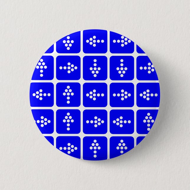 LED Arrow Square Blue Pinback Button (Front)