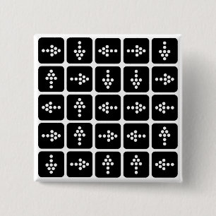 LED Arrow Square Pinback Button