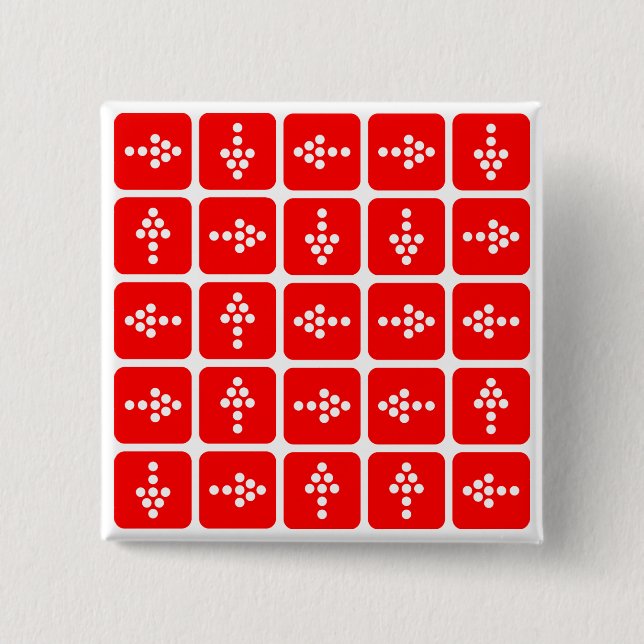 LED Arrow Square Red Pinback Button (Front)