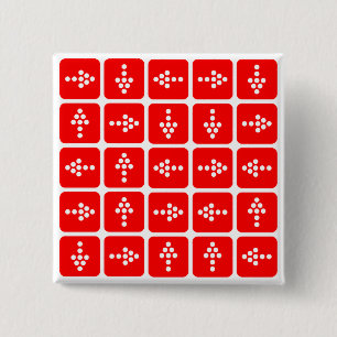 LED Arrow Square Red Pinback Button