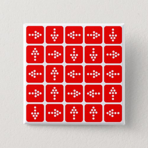 LED Arrow Square Red Pinback Button