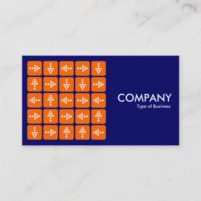 LED Arrows Square Orange - Dark Blue Business Card (Front)