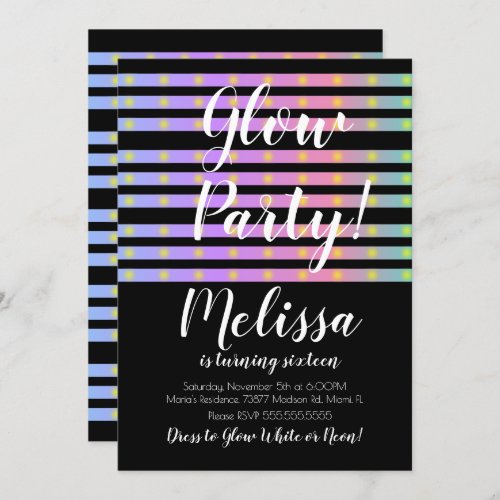 LED Glow Crazy Neon Glow In The Dark Party Invitation