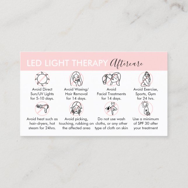 Led Light Therapy Aftercare Business Card (Back)