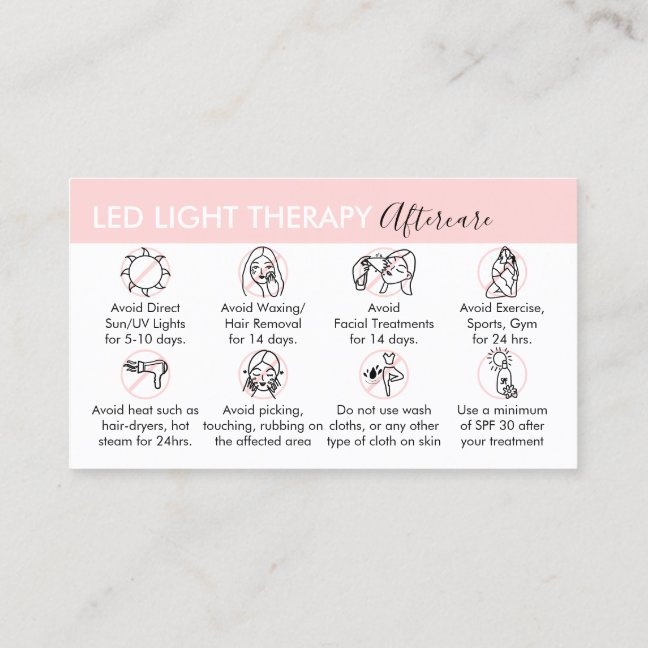 Led Light Therapy Aftercare Business Card