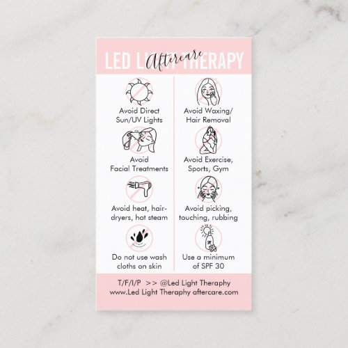 Led Light Therapy Aftercare Guides Business Card