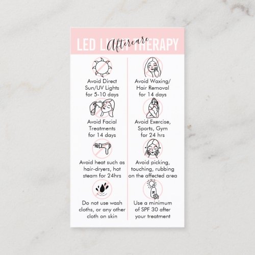 Led Light Therapy Skin Aftercare Business Card