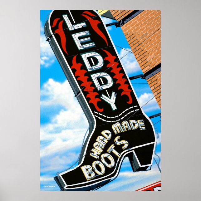 Leddy Boots Store Retro Neon Sign Poster (Front)