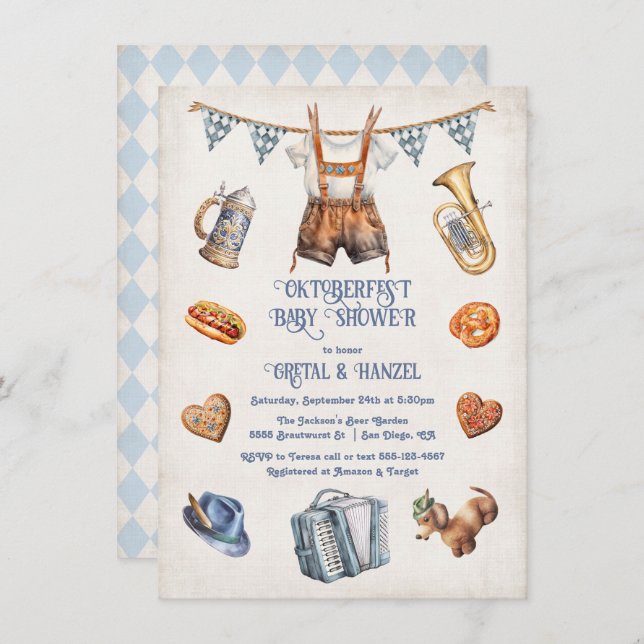 Lederhosen Oktoberfest Baby Shower Invitation (Front/Back)