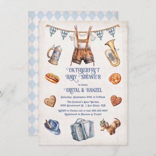 Lederhosen Oktoberfest Baby Shower Invitation