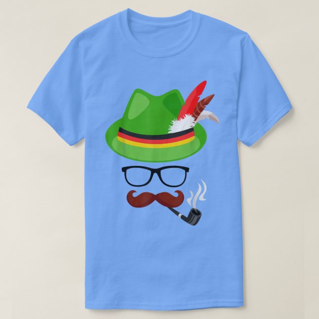 Lederhosen Oktoberfest German Face Glasses Hallowe T-Shirt (Design Front)