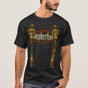 Lederhosen Suspenders  Oktoberfest Bavarian Beer T-Shirt