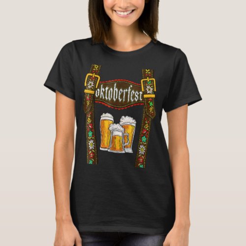 Lederhosen Suspenders Oktoberfest Bavarian Munich  T_Shirt