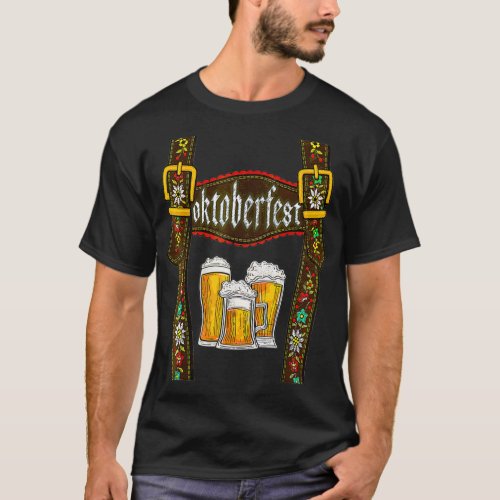 Lederhosen Suspenders Oktoberfest Bavarian Munich  T_Shirt