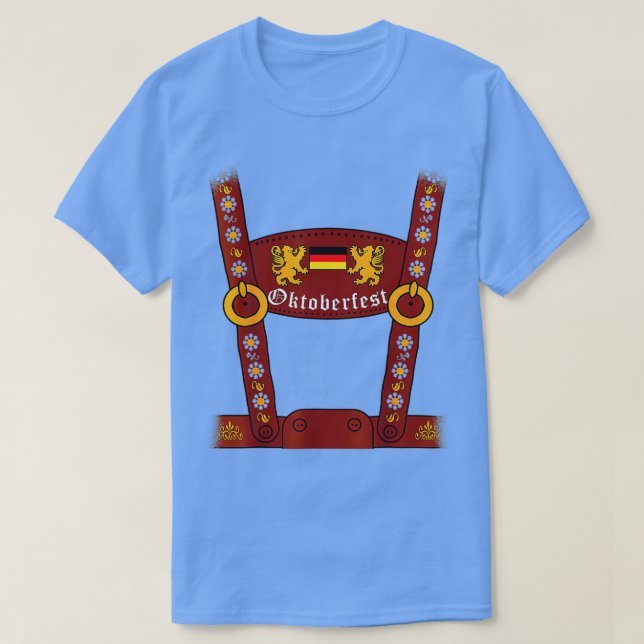 Lederhosen Suspenders Oktoberfest Halloween Bavari T-Shirt (Design Front)