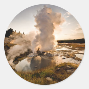 Ledge Geyser, Norris Geyser Basin Classic Round Sticker