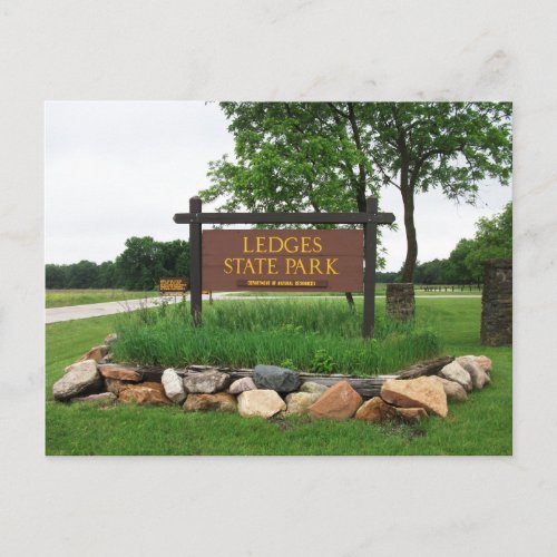 Ledges State Park Entrance Sign  Boone Iowa  Postcard