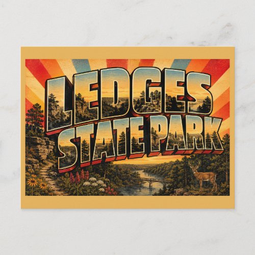 Ledges State Park Iowa Sandstone Gorges River Art Postcard