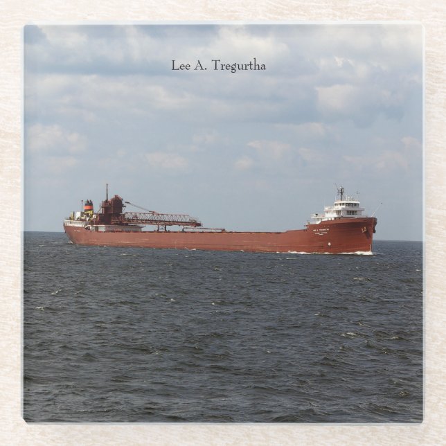 Lee A. Tregurtha glass coaster (Front)