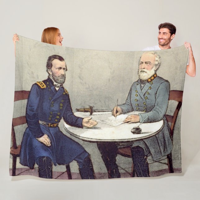 LEE and GRANT at the APPOMATTOX COURT HOUSE Fleece Blanket (In Situ)
