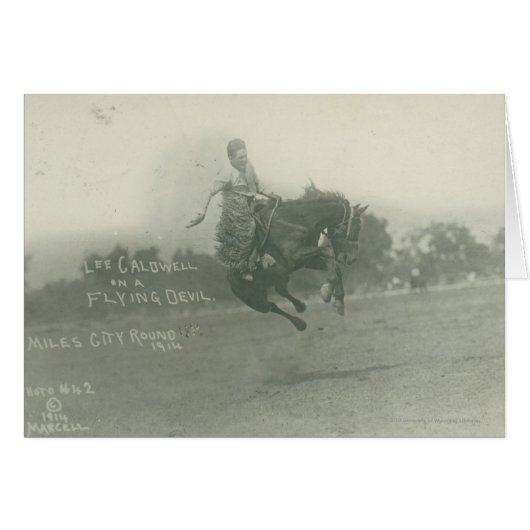 Lee Caldwell riding Flying Devil. Cards (Front Horizontal)