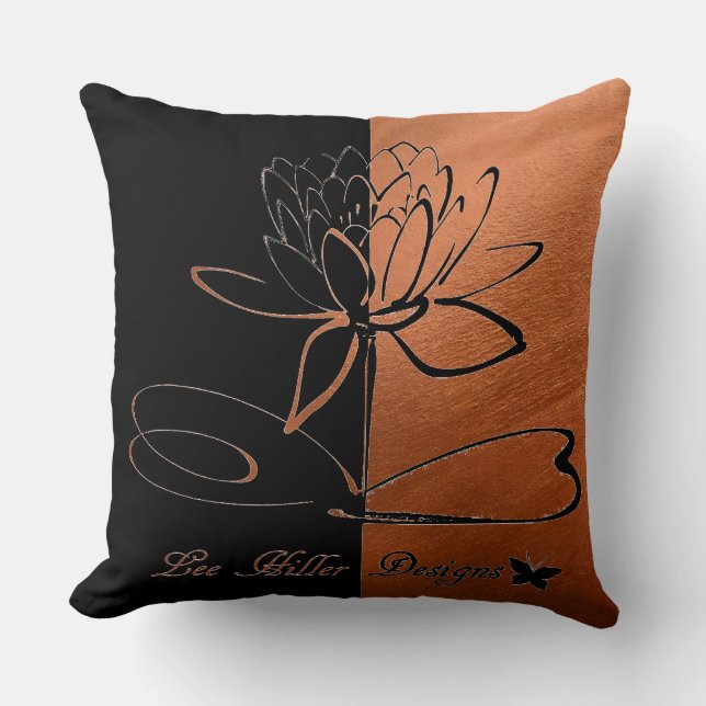 Lee Hiller Designs Accents Black Copper Throw Pillow (Front)