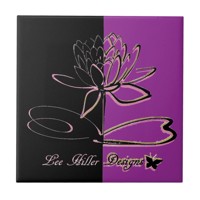 Lee Hiller Designs Accents Black Violet Gold Ceramic Tile (Front)