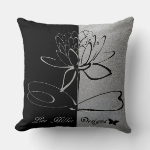 Lee Hiller Designs Logo Accents Black & Stainless Throw Pillow