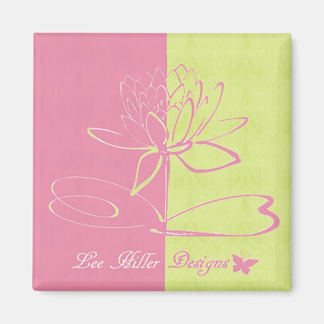 Lee Hiller Designs Logo Accents Pink Green  Magnet (Front)