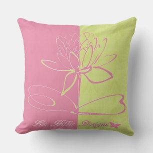 Lee Hiller Designs Logo Accents Pink Green Throw Pillow