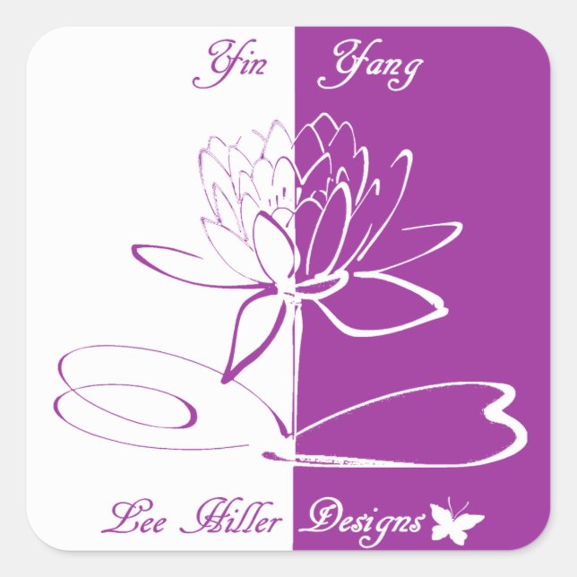 Lee Hiller Designs Logo Accents White Violet Square Sticker (Front)
