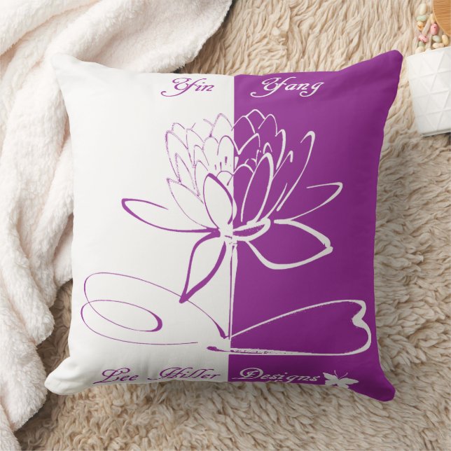 Lee Hiller Designs Logo Accents White Violet Throw Pillow (Blanket)