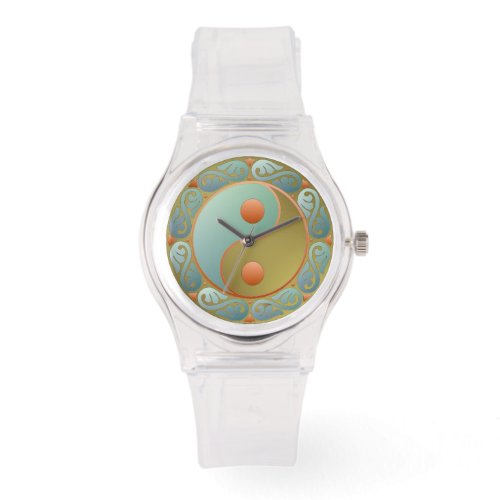Lee Hiller Yin Yang Shield Gold Aqua Designer Watch