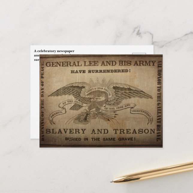 Lee Surrenders! Postcard (Front/Back In Situ)