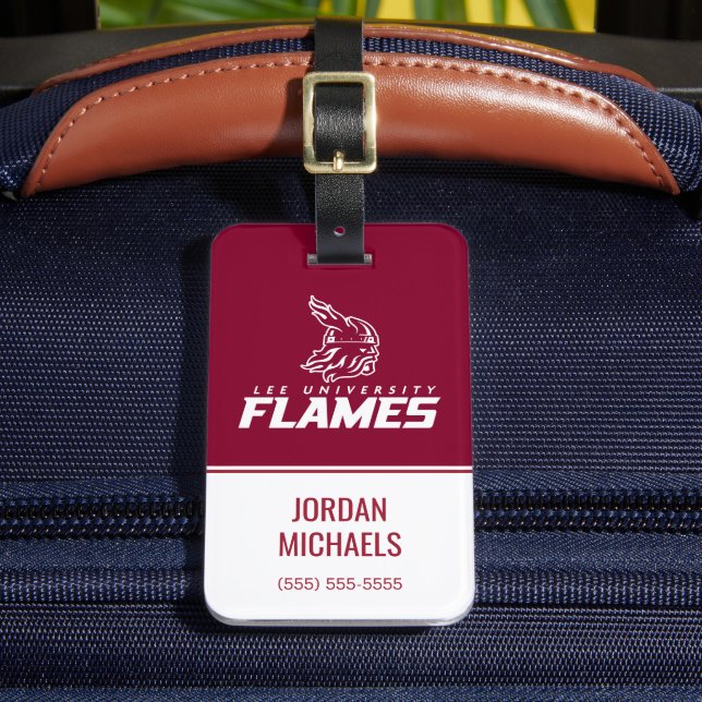 Lee University Flames Vanguard Graphic Luggage Tag (Front Insitu 2)