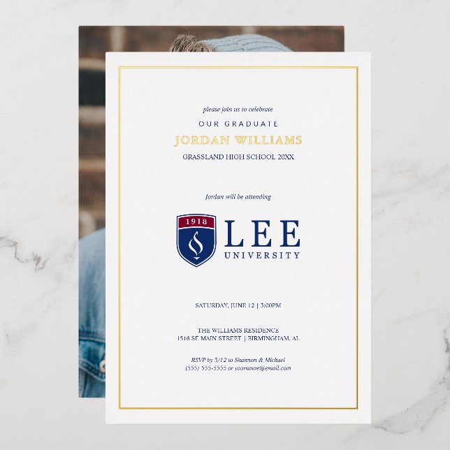 Lee University Graduation Foil Invitation (Front/Back)