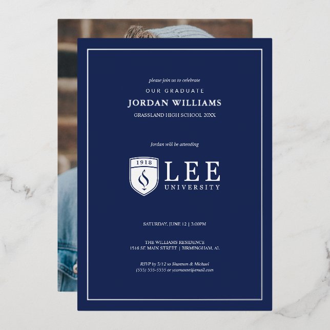 Lee University Graduation Foil Invitation (Front/Back)