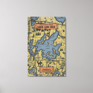 Leech Lake Area, Minnesota - Large Letter Scenes Canvas Print