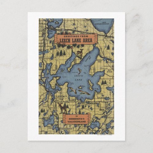 Leech Lake Area Minnesota _ Large Letter Scenes Postcard