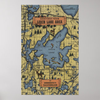 Leech Lake Area, Minnesota - Large Letter Scenes Poster