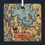Leech Lake Minnesota Ornament<br><div class="desc">It's a vintage,  retro postcard map of Leech Lake -  repurposed as an ornament.</div>