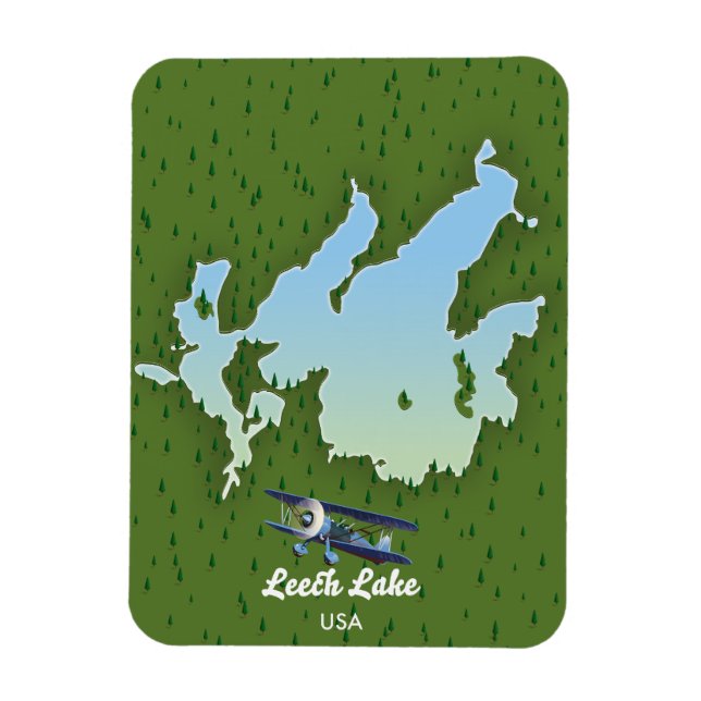 Leech lake Travel map Magnet (Vertical)