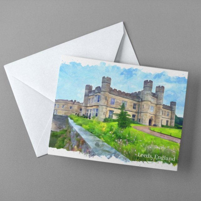 Leeds England Castle Panorama View Postcard (Leeds England castle postcard)