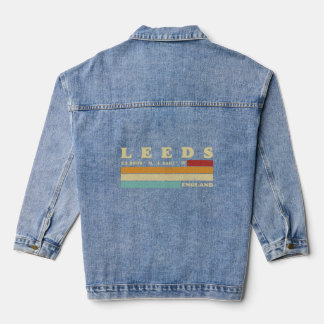 Leeds England UK City Retro Longitude Latitude Denim Jacket