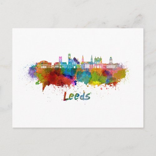 Leeds V2  skyline in watercolor Postcard