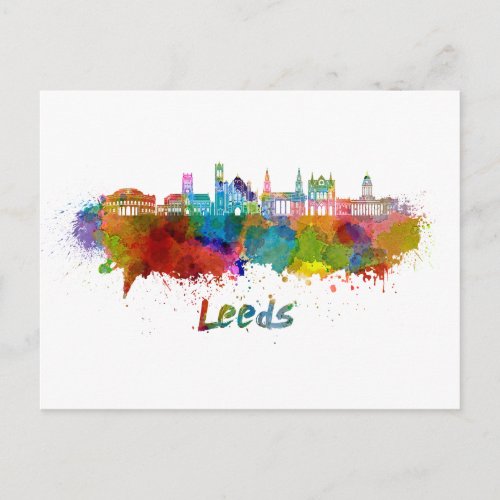 Leeds V2  skyline in watercolor Postcard